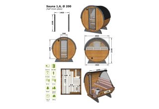 Barrel Sauna Lofoten Incl. Half Moon Glas | 200 x 160 cm