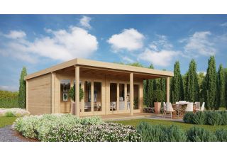 De Hoeve tuinhuis Kevin 44 met luifel | 7 x 4 m 44 mm