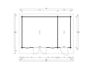 De Hoeve tuinhuisje met extra berging Marum 44 C | 5,7x3,6 m 44 mm
