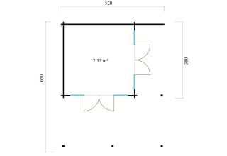 Tuinkantoor KENO 44 met grote ramen 5,2 m x 6,5 m
