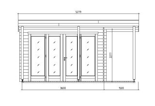 De Hoeve houten hut Kampen 70 met terras | 5,2 m x 6,5 m