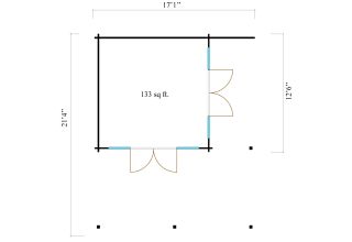 De Hoeve houten hut Kampen 70 met terras | 5,2 m x 6,5 m