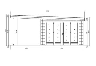 Tuinkantoor KENO 44 met grote ramen 5,2 m x 6,5 m
