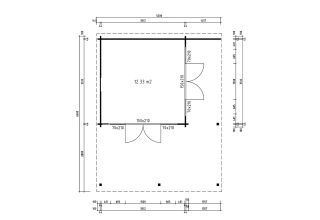 Tuinkantoor KENO 44 met grote ramen 5,2 m x 6,5 m