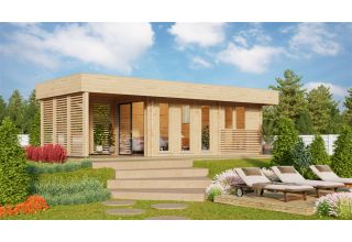 De Hoeve luxe saunahuis Reuver 90 ALU | 9,3 x 3,8 m 90 mm