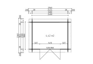 De Hoeve gereedschapsschuur met dubbele deur model Rijssen 28 A | 2,5 x 1,9 m - 28 mm