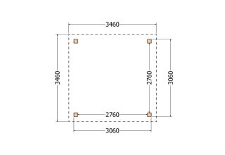 Plat dak constructie | pergola |  346x346cm