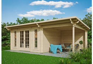 Tuinhuis met veranda Goes 44 C + TC | 6,9x3,6m 44 mm