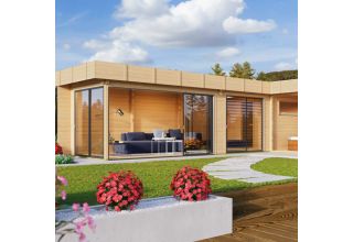 De Hoeve tuinhuis met saunacabine model Rijen ALU 70 | 10,6 x 5,9 m