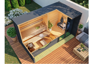 De Hoeve Black Mirror sauna Venray M | 452cm x 255cm