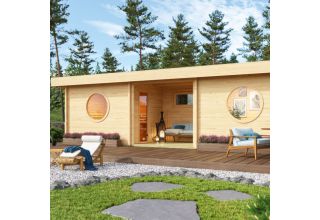 De Hoeve Saunacabine met loungeruimte Den Bommel 70 | 9,1 x 2,8 m