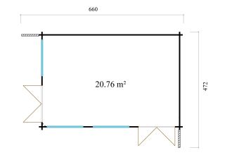 De Hoeve tuinkantoor Buitenpost B 70 | 6,6 x 4,7 m 70 mm